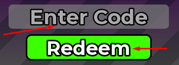 Dummy Defense enter codes box and redeem button