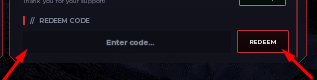 The Enter code... box and REDEEM button in Soul Reaper Incremental