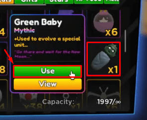 Anime Adventures Green Baby Use button
