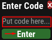 The codes section in Storm Inc.
