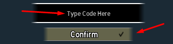 The "Type Code Here" box and Confirm button in Project Mirror Labyrinth