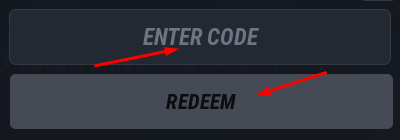 ENTER CODE box and REDEEM button to use codes in WRONG WAY!