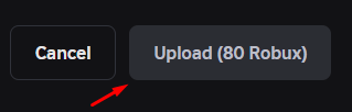 The Upload button in Roblox's Creator Dashboard