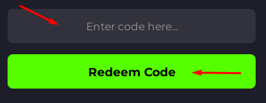 The "Enter code here" box and Redeem Code button in Escape Tsunami for Jurassic Dinosaur