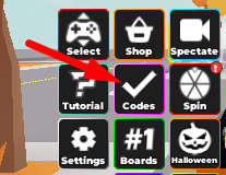 The Codes button in Epic Cars