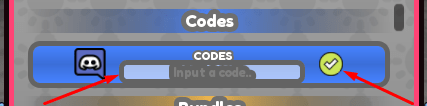 The Input a code.. box and checkmark button in Light Incremental