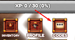 The "Codes" button under the XP bar in Cross Piece