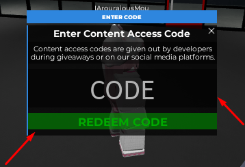 The CODE box and REDEEM CODE button in Berkeley County