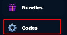 The codes button in Rocket Wars Tycoon