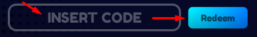 The "INSERT CODE" box and Redeem button in Anime Revolution X: RETURN