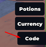 The "Code" button found at the bottom of the Shop's choices in Build Anime Legends
