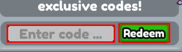 Steal a Freddy enter codes box and redeem button