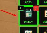 The DAILY button in feed the pit