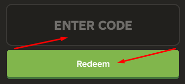 ENTER CODE box and Redeem button to use codes in RoChess!