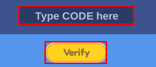 Livetopia enter codes box and verify button