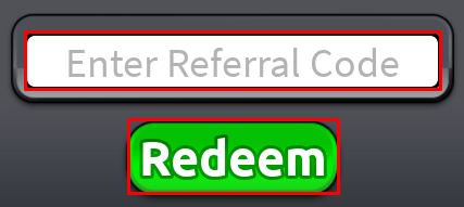 BlockSpin enter referral codes box and redeem button