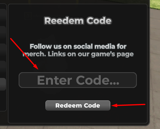 The Enter Code... box and Redeem Code button in Drift 36