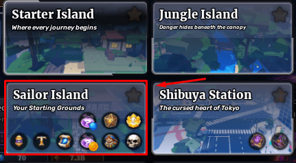 The Sailor Island teleport option in Sailor Piece