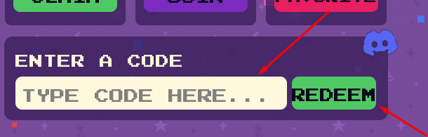 The TYPE CODE HERE... box and REDEEM button in PartyBox