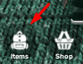 The "Items" button in Duel Stars