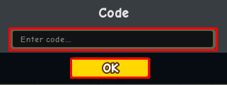 Train Brainrot to Fight enter codes box and ok button
