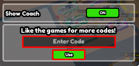 Ski Racing enter codes box and use button