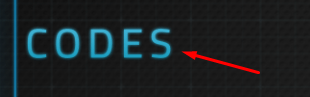 Codes button that reveals the code redemption interface