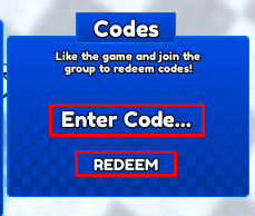 Project: Sonic TD enter codes box and redeem button