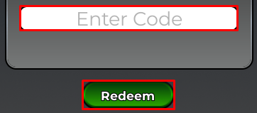 Crashouts enter codes box and redeem button