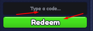 Type a code box and Redeem button to use codes in +1 Pan Throw
