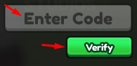 The "Enter Code" box and Verify button in Tsunami Escape For Lucky Blocks
