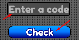 The "Enter a code" box and Check button in Murderer vs Sheriff