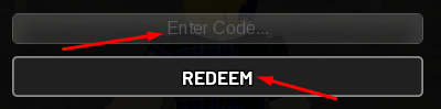 Enter Code box and Redeem button to redeem codes in NitroLab Drag Racing