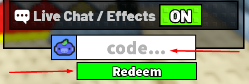The code section for My Knife Farm where you can enter and redeem codes