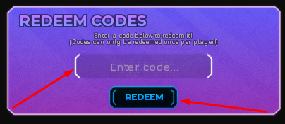 The Enter code... box and REDEEM button in Case World