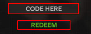 Warfare enter codes box and redeem button