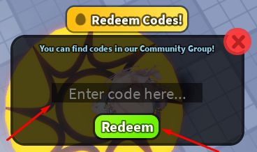 The Enter code here... box and Redeem button in Guess the Song or Die