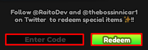 Anime Saga enter codes box and redeem button