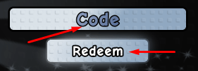 Code box and Redeem button to redeem codes in Kawaii Anime RNG