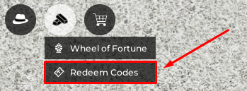 FNAF Battlegrounds redeem codes button