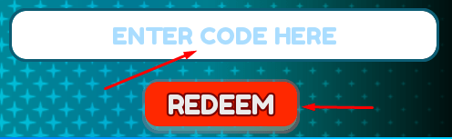 ENTER CODE HERE box and REDEEM button to redeem codes in Anime Slashing Simulator