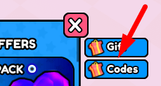 The Codes button in Ethereal Clicker