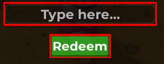 RV Chaos? enter codes box and redeem button