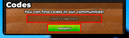 Build a Mini Golf enter codes box and redeem button