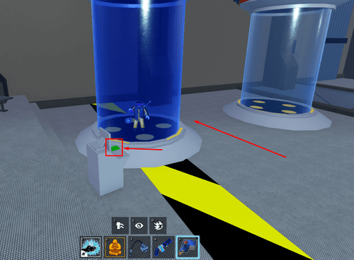 The dark blue tube and console in Blox Fruits