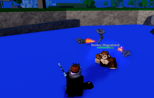 An example of a magnetized monkey in Blox Fruits