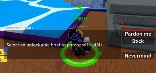 The "Pardon me" option in Blox Fruits