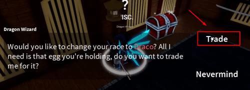 The Dragon Wizard offering the Draco race in Blox Fruits