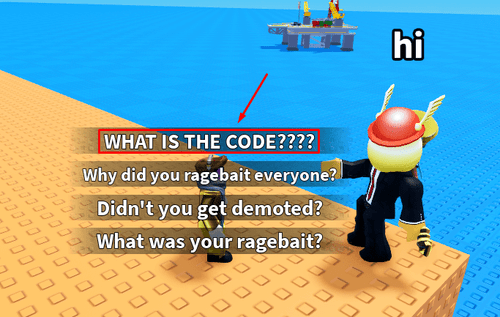 The dialogue option to get the secret code in Mini War