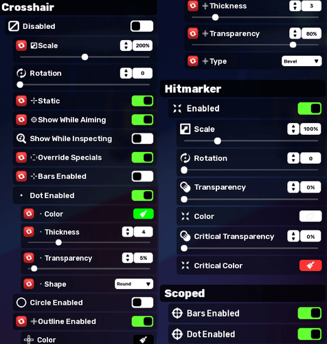 Crosshair #2 settings for RIVALS